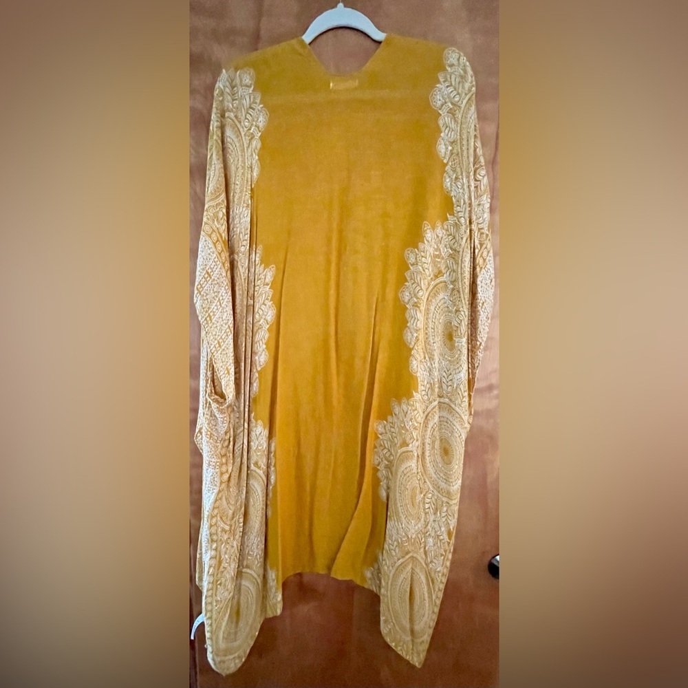 Moss Rose Yellow Kimono with White Accents - Picture 6 of 6